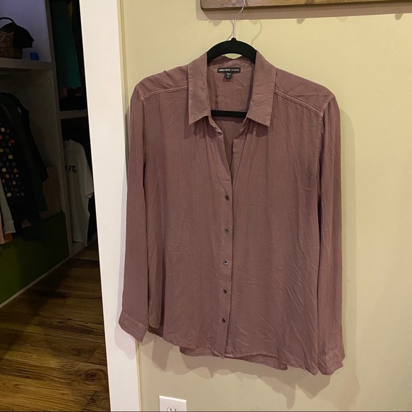 James Perse Purple Viscose Button Up Blouse Size 2 - Picture 2 of 6